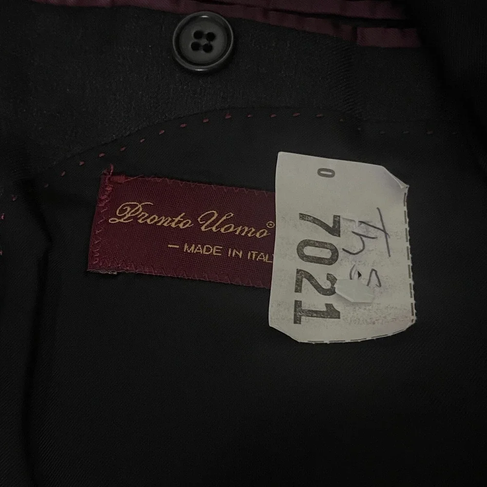 Pronto Uomo Couture Mens Blazer Black Lessona Wool Made in Italy 2 Button 38R‎